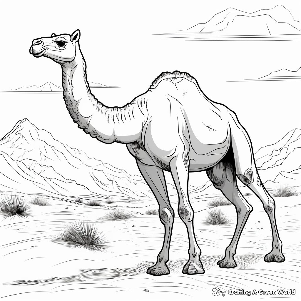 Classic Camel in The Desert Coloring Pages 4