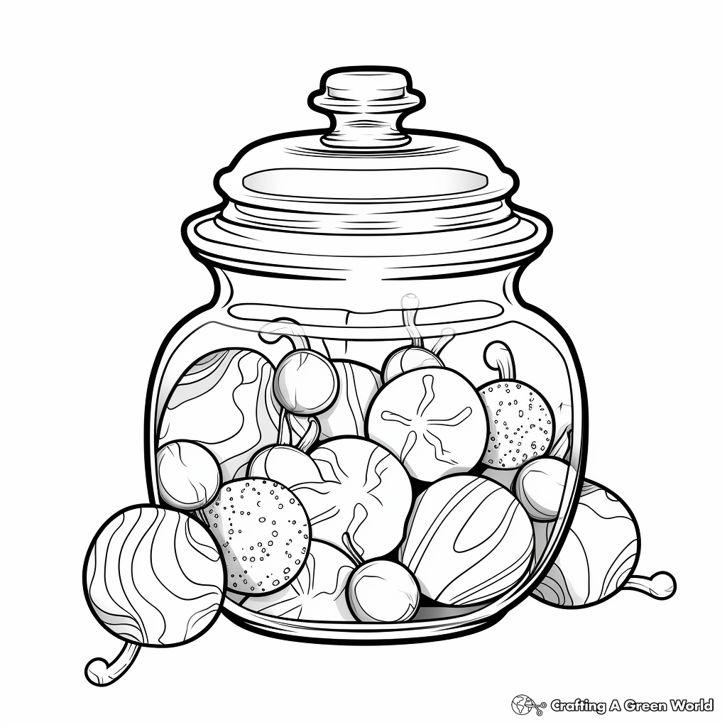 Classic Candy Jar Coloring Page 2