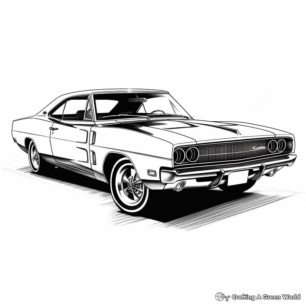 Classic Car Muscle: Dodge Charger Coloring Pages 2