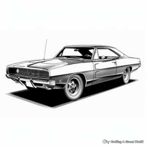 Classic Car Muscle: Dodge Charger Coloring Pages 3