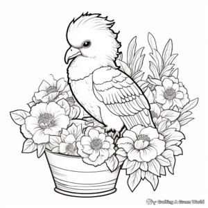 Classic Cockatoo and Chrysanthemum Coloring Pages 4