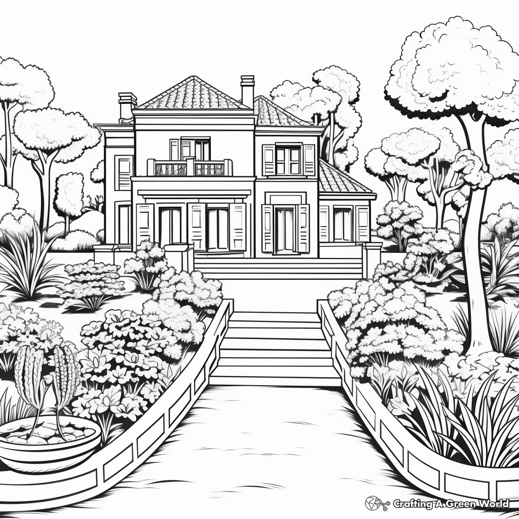 Classic French Garden Coloring Pages 4