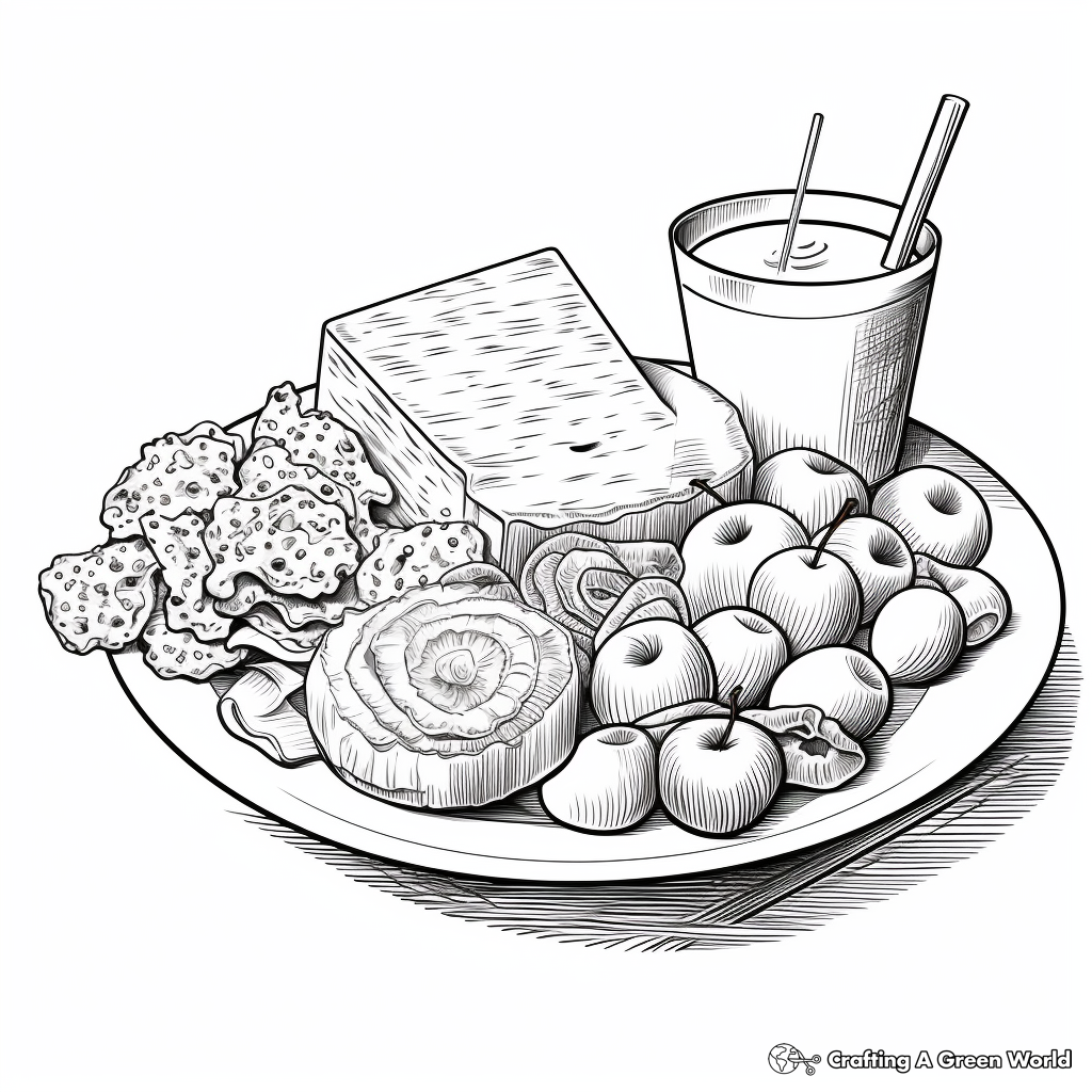Classic Mac and Cheese Plate Coloring Pages 2