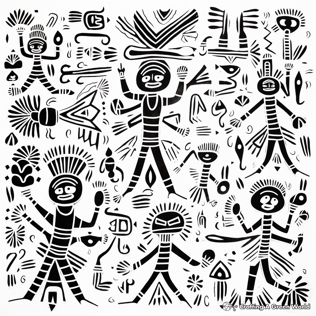 Classic Mexican Amate Bark Painting Coloring Pages 3