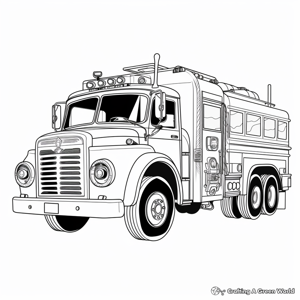 Classic Red Fire Truck Coloring Page 1