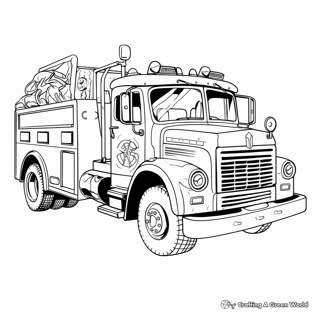 Classic Red Fire Truck Coloring Page 2