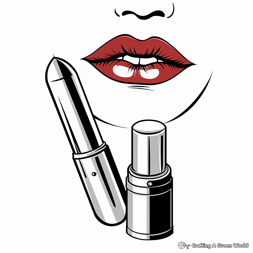 Classic Red Lipstick Coloring Pages 2