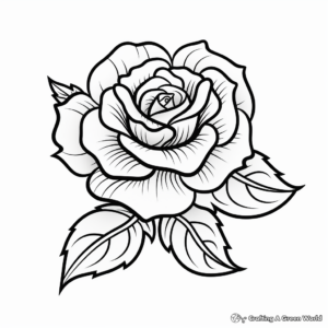 Classic Rose Tattoo Coloring Pages for Beginners 2
