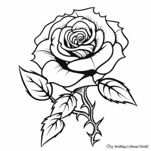 Classic Rose Tattoo Coloring Pages for Beginners 3