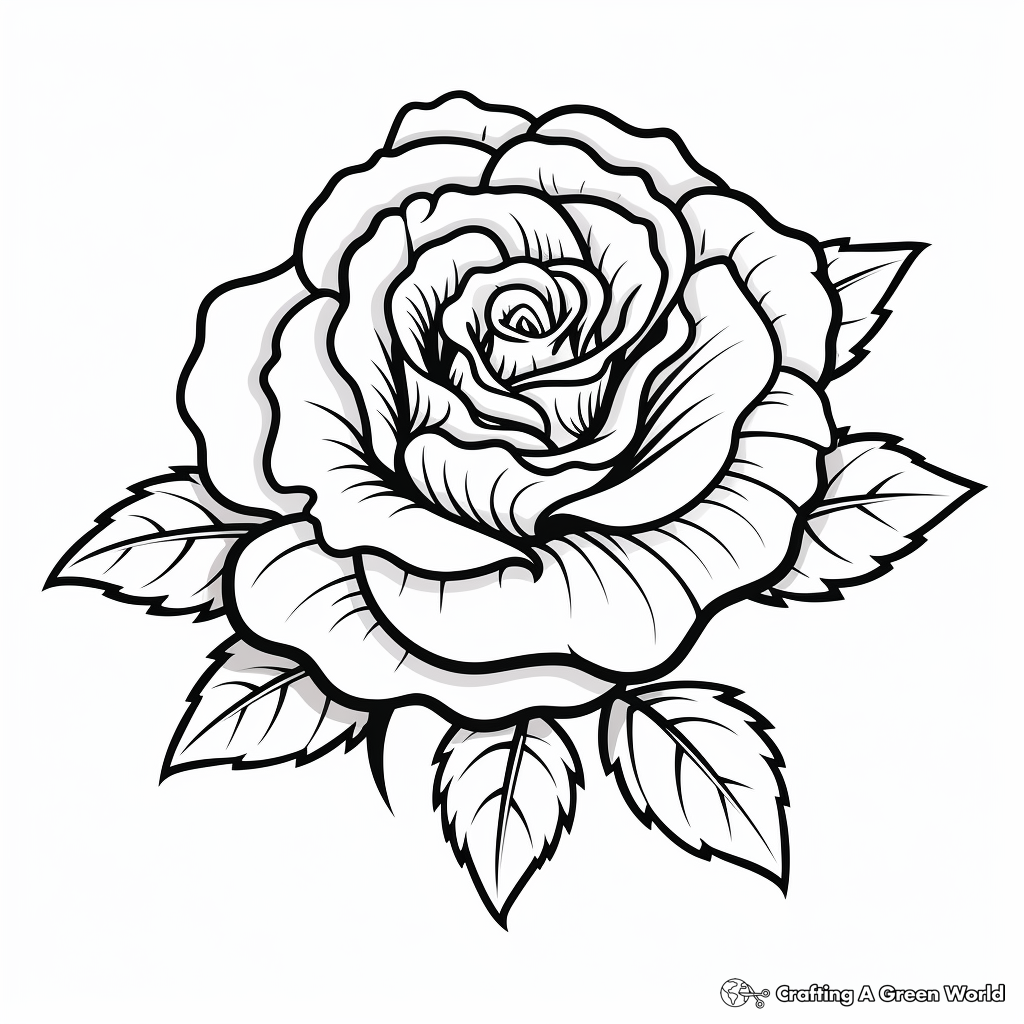 Classic Rose Tattoo Coloring Pages for Beginners 4