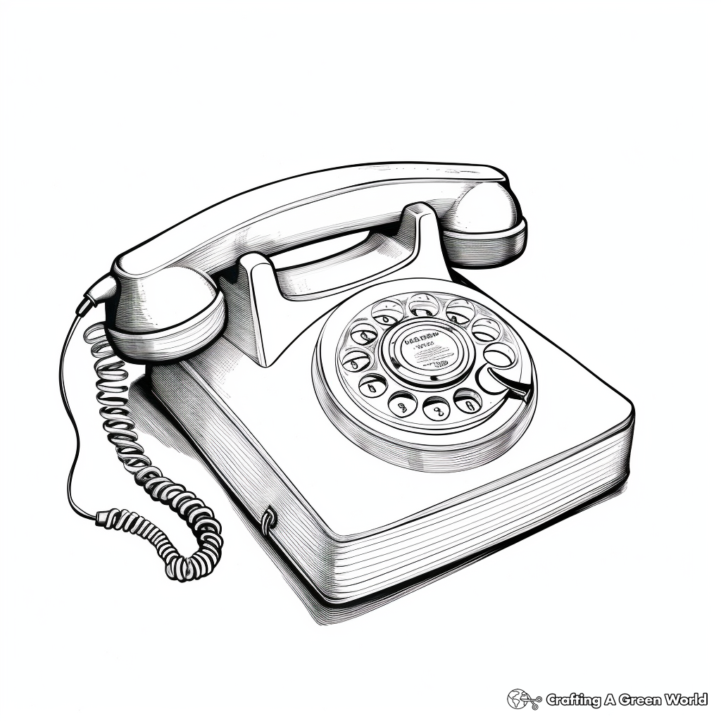 Classic Rotary Phone Coloring Pages 1
