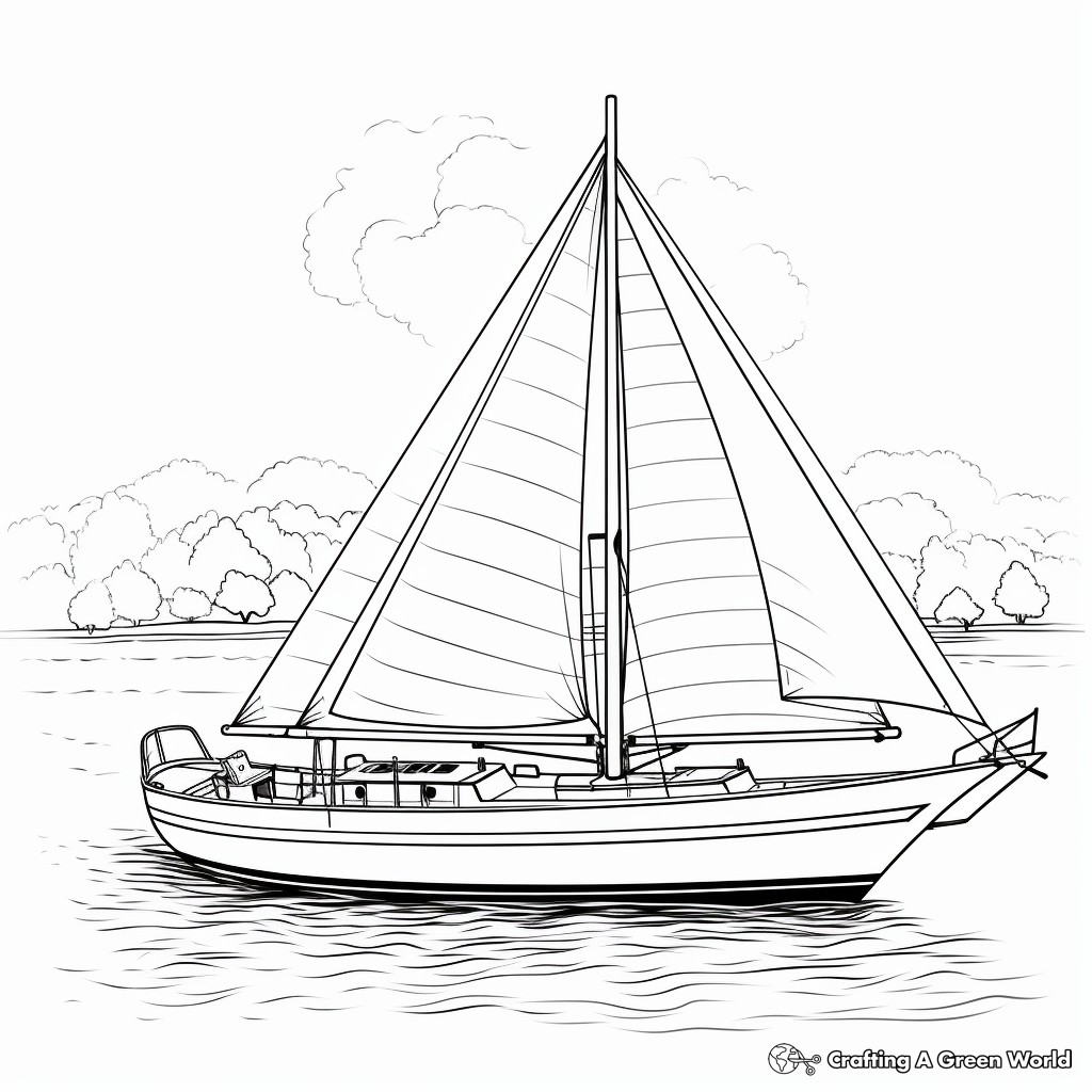 Classic Sailboat Coloring Pages 1