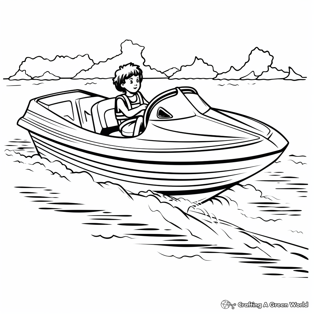 Classic Speed Boat Coloring Pages for Kids 1