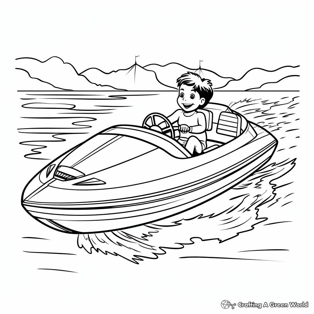 Classic Speed Boat Coloring Pages for Kids 4