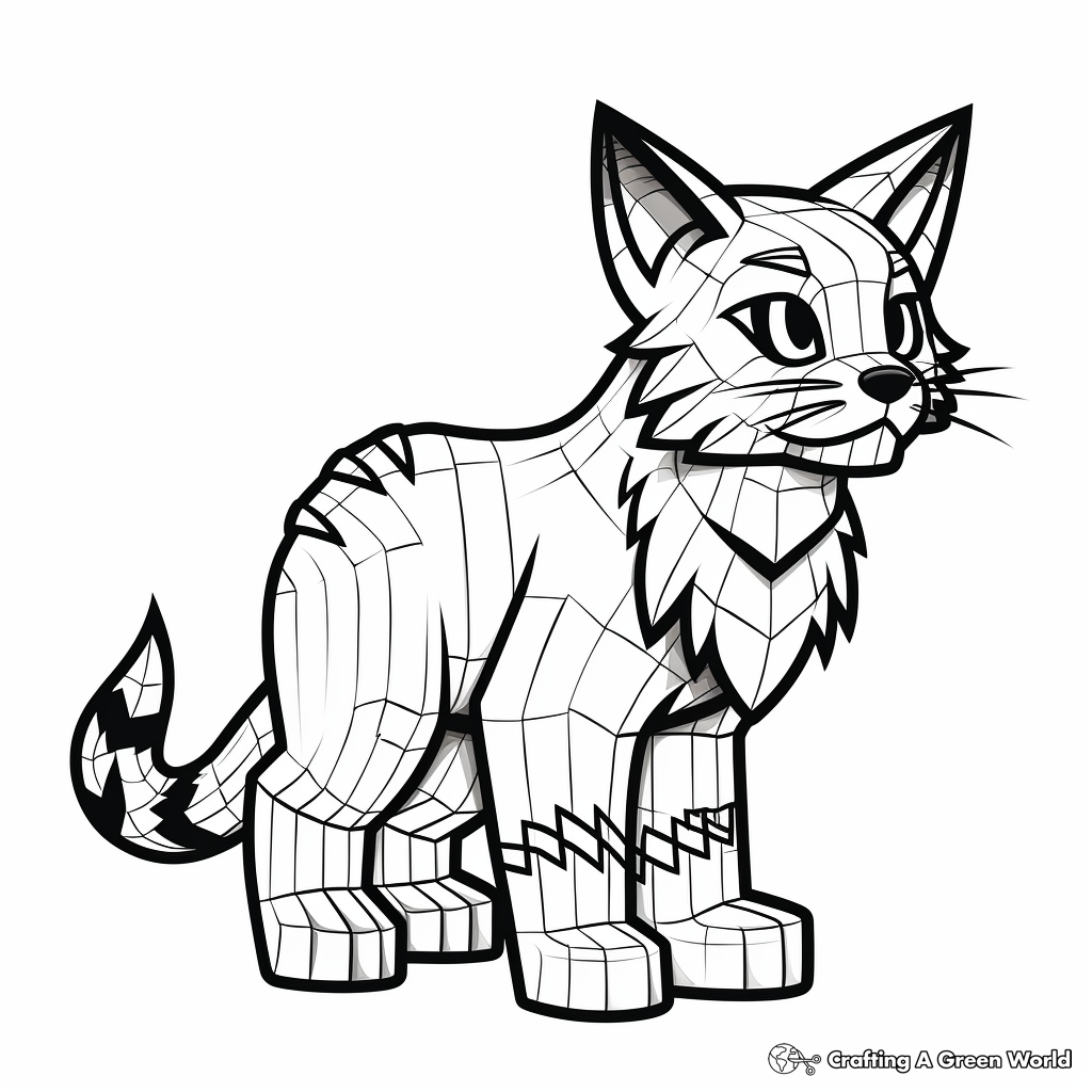 Classic Tamed Cat in Minecraft Coloring Sheets 1