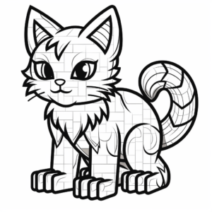 Classic Tamed Cat in Minecraft Coloring Sheets 2