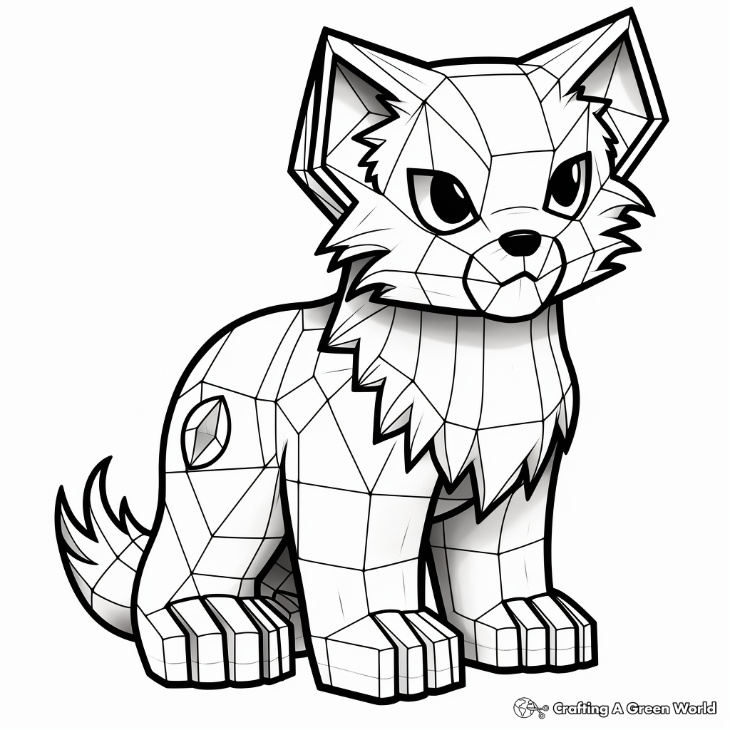 Classic Tamed Cat in Minecraft Coloring Sheets 3