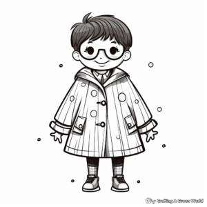 Classic Trench Coat Style Raincoat Coloring Pages 1