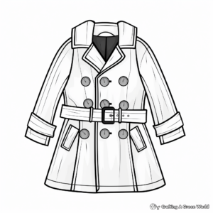 Classic Trench Coat Style Raincoat Coloring Pages 2