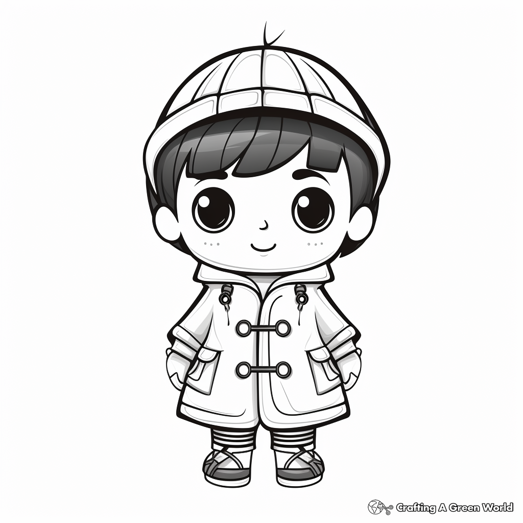Classic Trench Coat Style Raincoat Coloring Pages 3