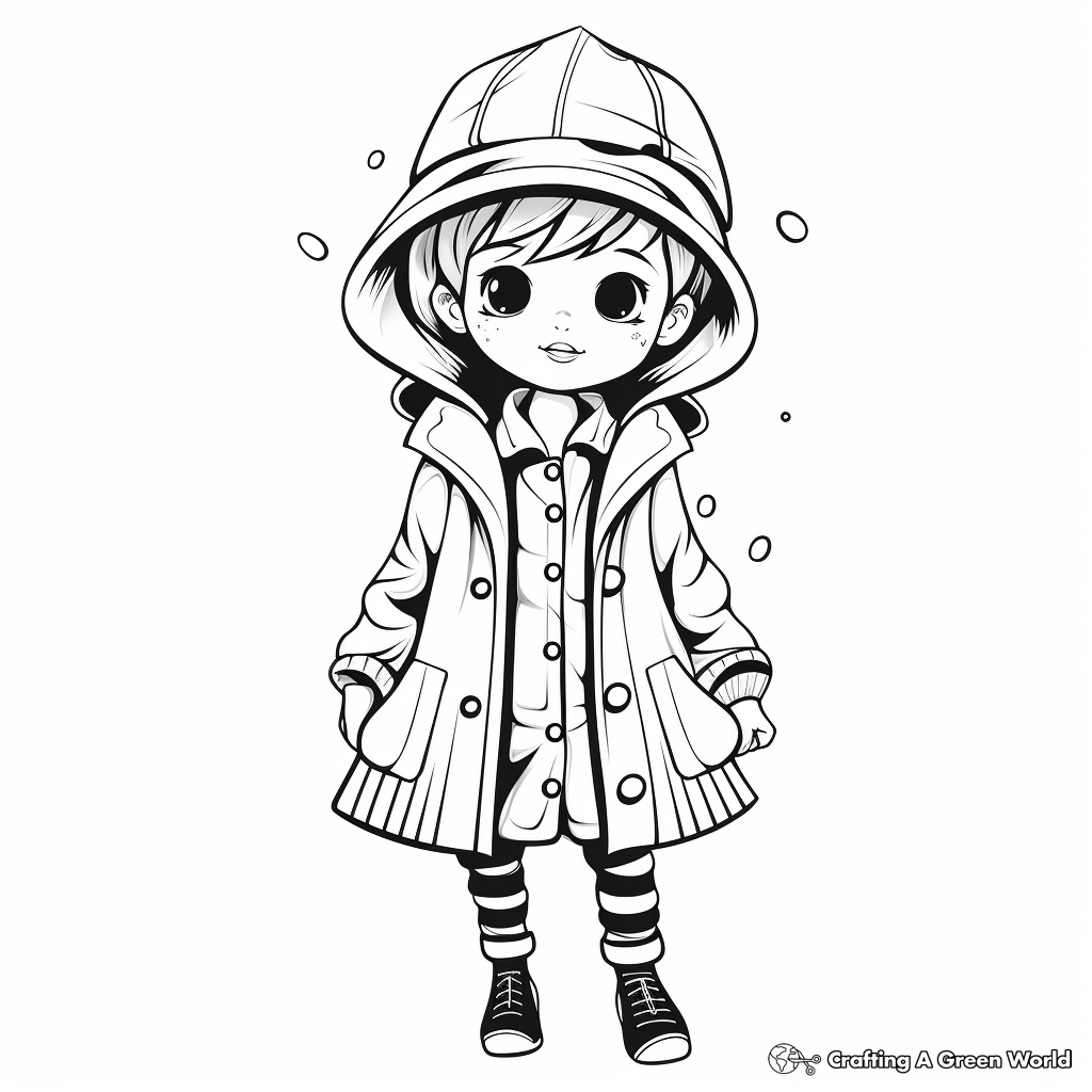Classic Trench Coat Style Raincoat Coloring Pages 4