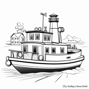 Classic Tugboat Coloring Pages 1