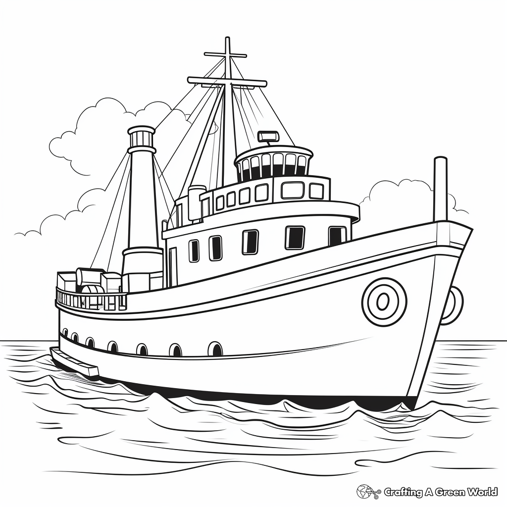 Classic Tugboat Coloring Pages 3