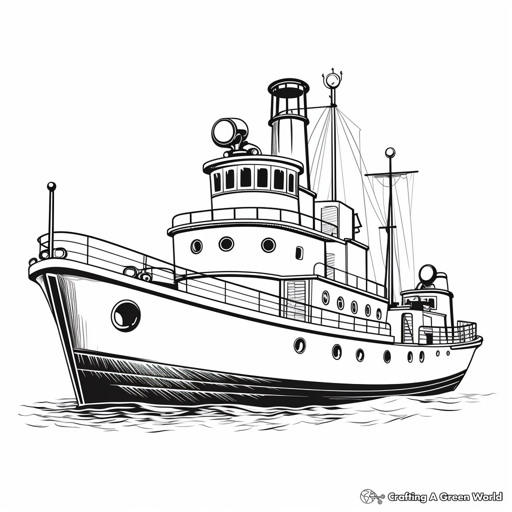 Classic Tugboat Coloring Pages 4