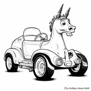 Classic Unicorn Car Coloring Pages for Adults 4