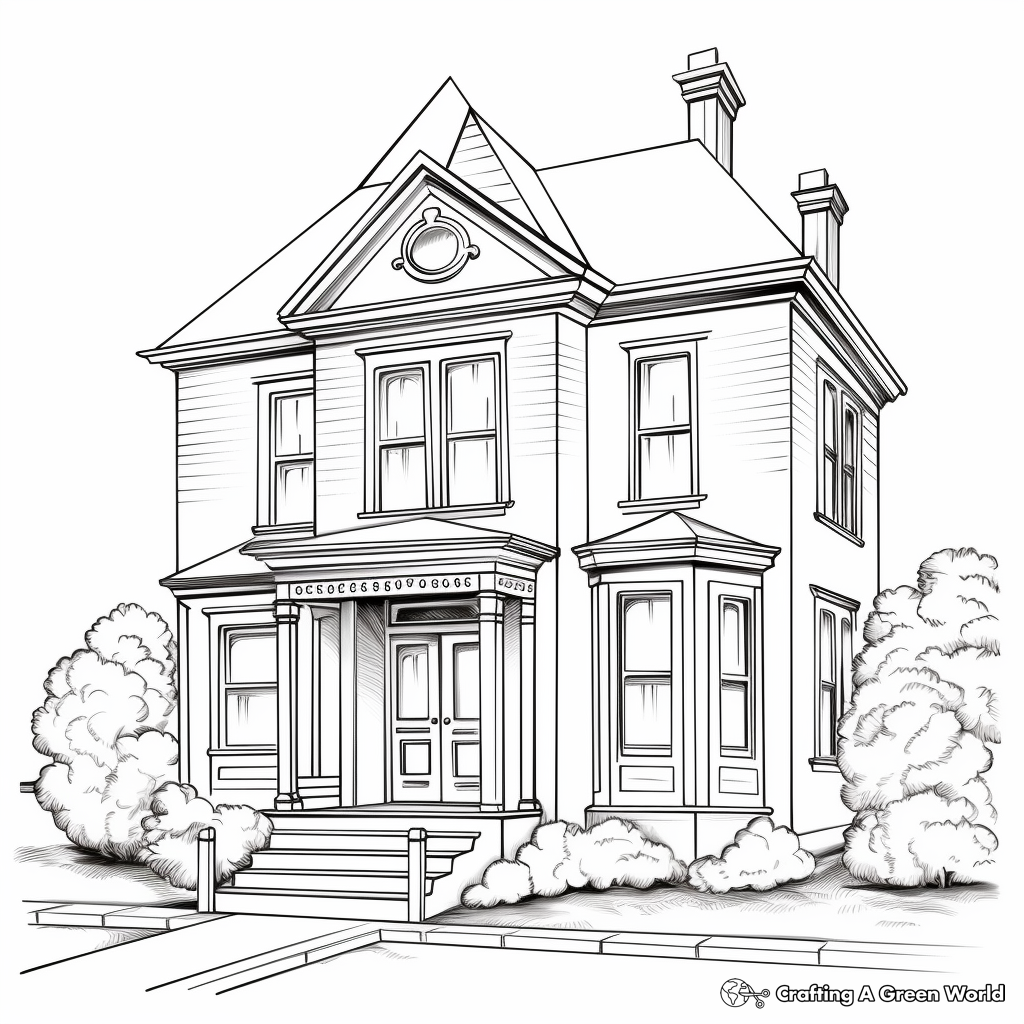 Classic Victorian House Coloring Pages 1