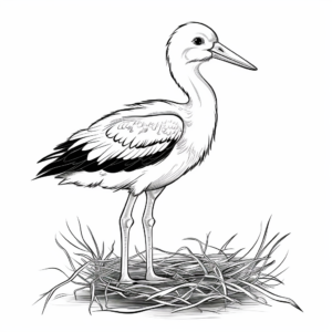 Classic White Stork Coloring Pages 1