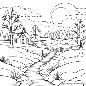 Classic Winter Scenery Coloring Pages 1