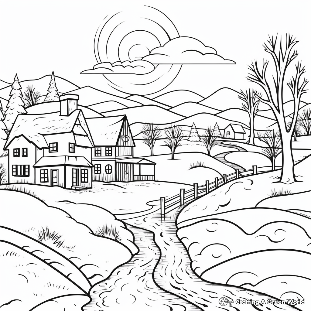 Classic Winter Scenery Coloring Pages 2