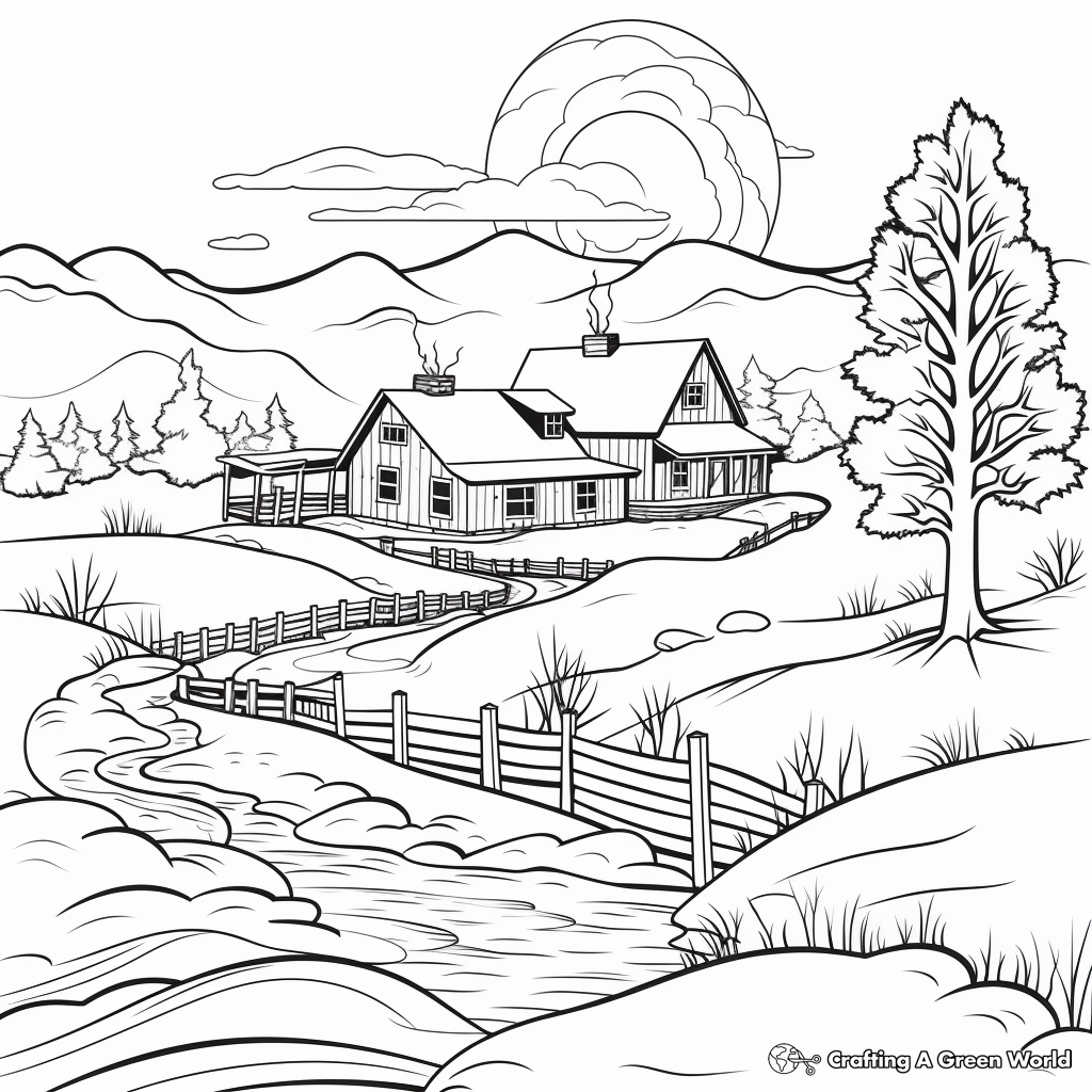 Classic Winter Scenery Coloring Pages 4