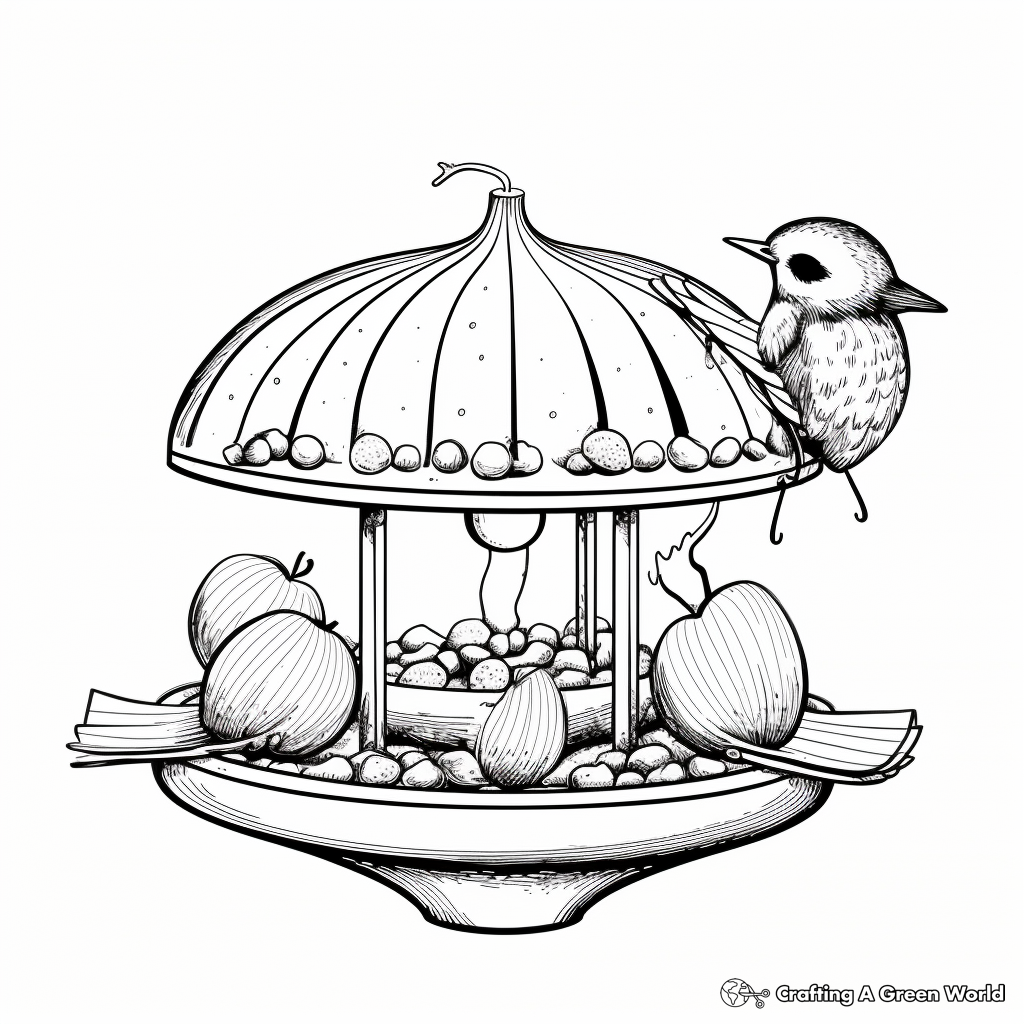 Classic Wooden Bird Feeder Coloring Pages 2