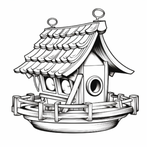 Classic Wooden Bird Feeder Coloring Pages 3