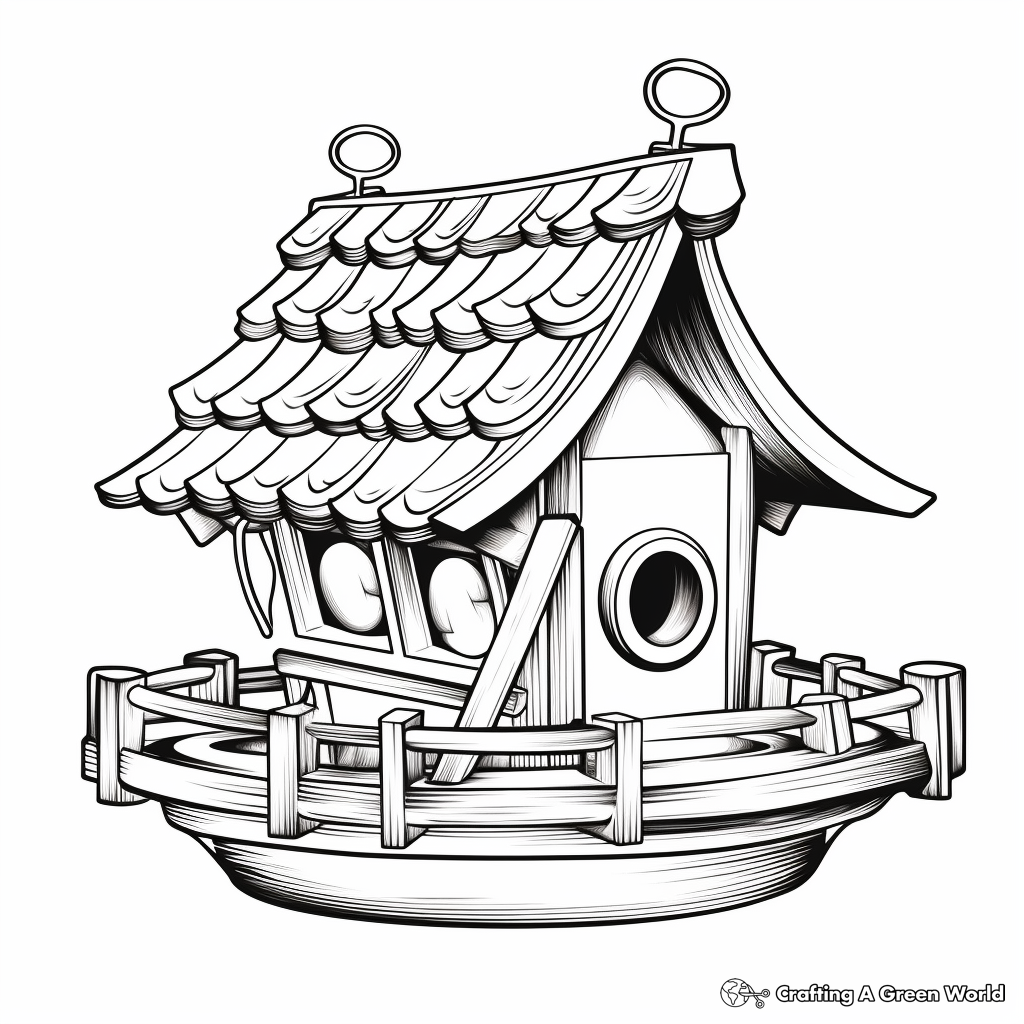 Classic Wooden Bird Feeder Coloring Pages 3