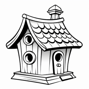 Classic Wooden Bird House Coloring Pages 1