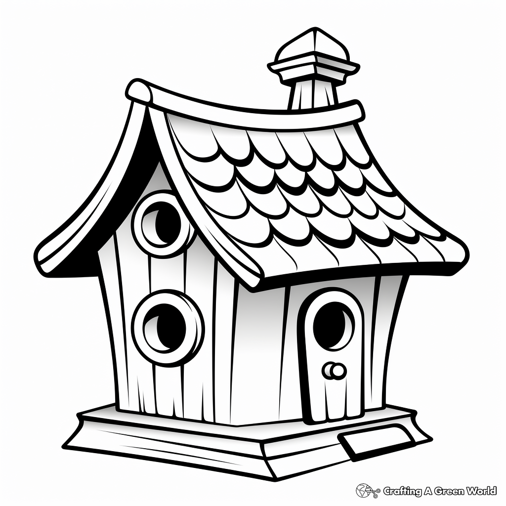 Classic Wooden Bird House Coloring Pages 1