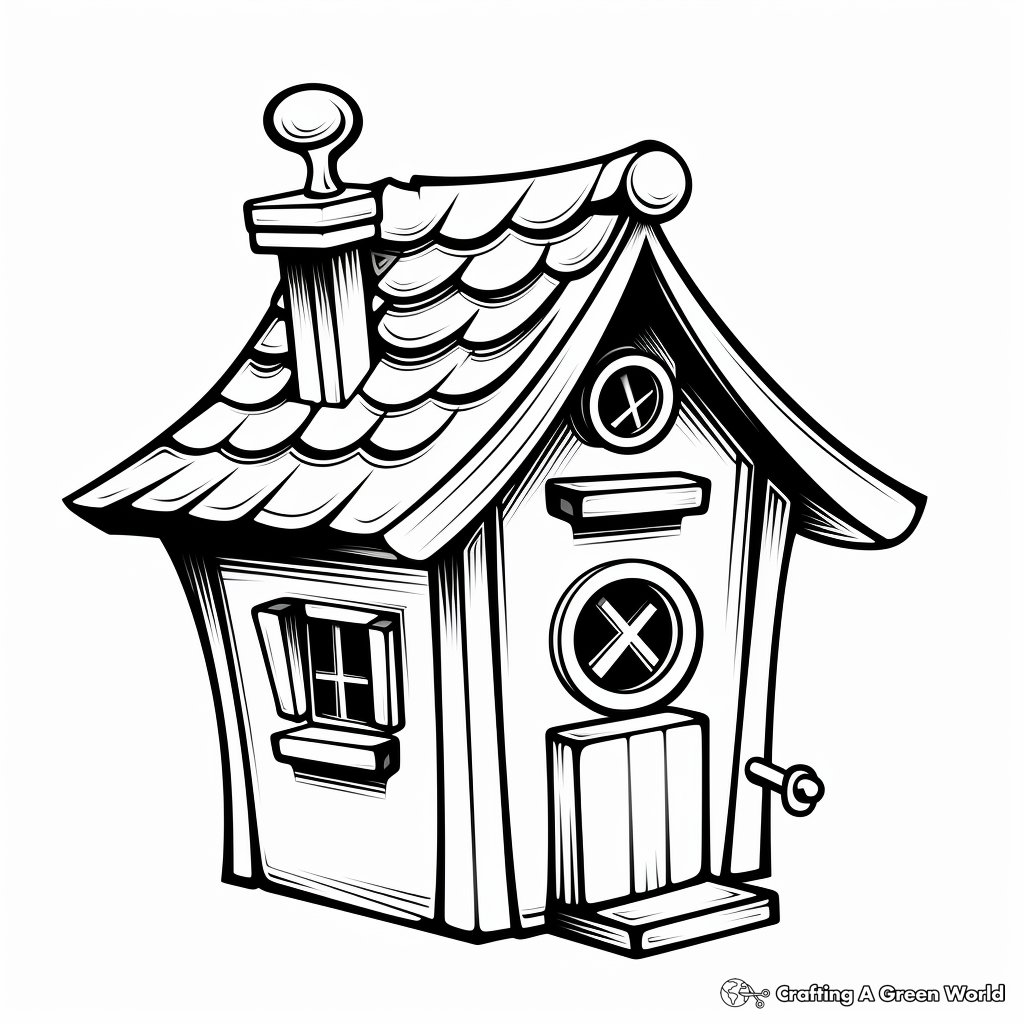 Classic Wooden Bird House Coloring Pages 2