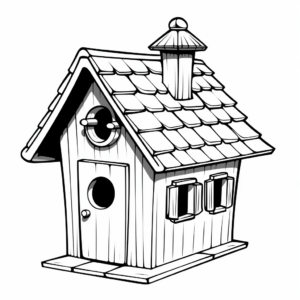 Classic Wooden Bird House Coloring Pages 3