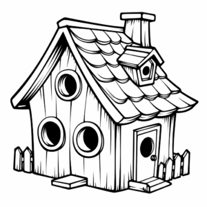 Classic Wooden Bird House Coloring Pages 4