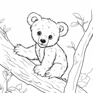 Climbing Brown Bear Cub Coloring Pages 2