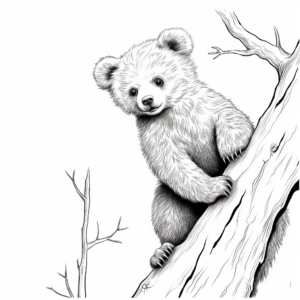 Climbing Brown Bear Cub Coloring Pages 3