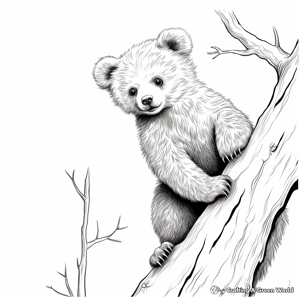Climbing Brown Bear Cub Coloring Pages 3