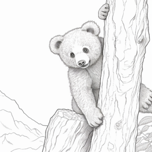 Climbing Brown Bear Cub Coloring Pages 4