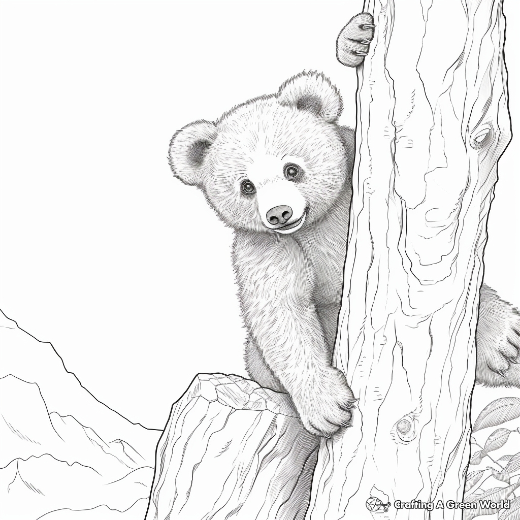 Climbing Brown Bear Cub Coloring Pages 4