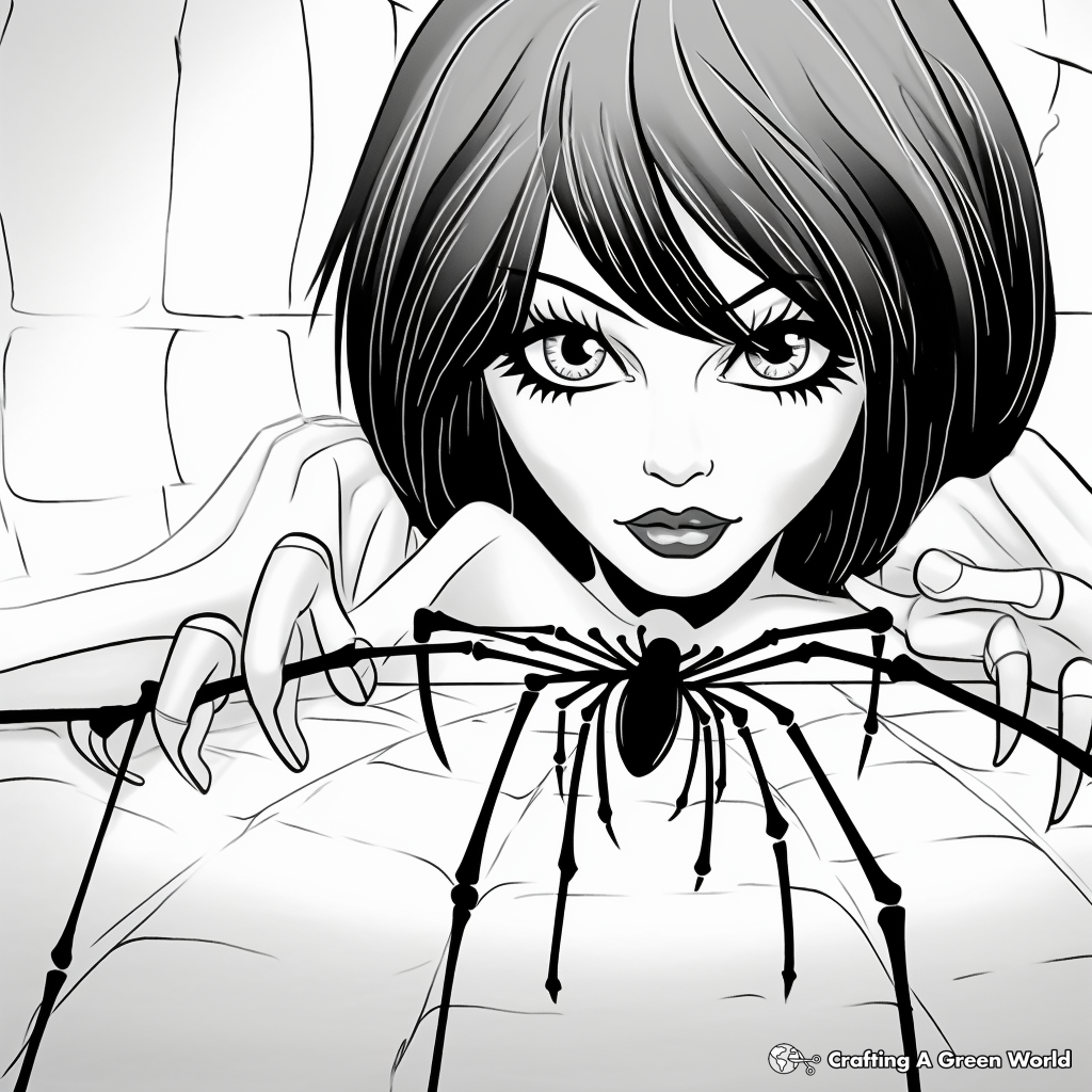 Close-up Black Widow Spider Detail Coloring Pages 2