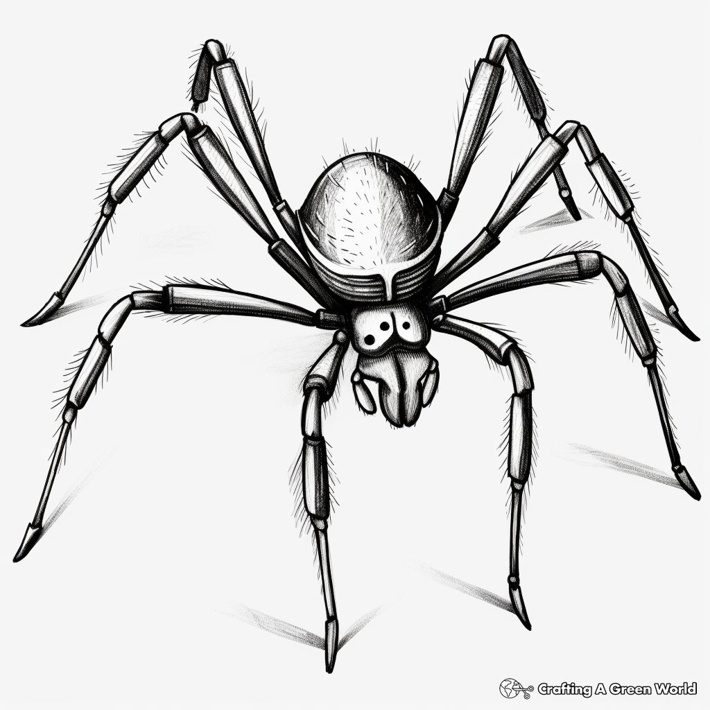 Close-up Black Widow Spider Detail Coloring Pages 3