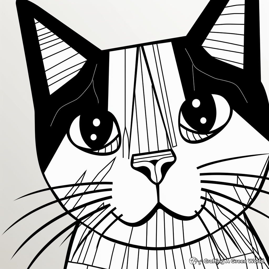 Close-Up Calico Cat Face Coloring Sheet 2
